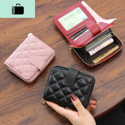 2020新款皮钱包短款皮韩版菱格多卡位卡包女士钱夹时尚零钱包NEW LAKE