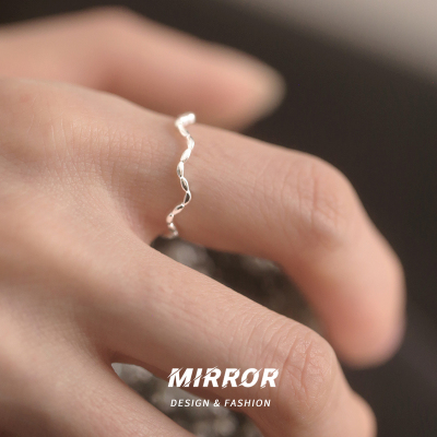 925纯银波浪戒指女指环尾戒关节戒小众设计轻奢气质时尚送女朋友老婆情人节七夕生日礼物