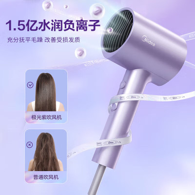 美的(Midea)八千万负离子 大功率 家用速干柔顺护发吹风筒 电吹风 节日礼物 MB-AJ0504极光紫
