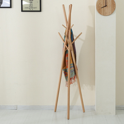 北欧衣帽架落地式客厅挂衣架家用卧室简约衣服架子创意全实木衣架