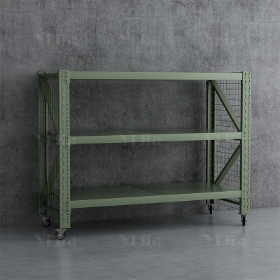 翌嘉 YJ4041211可移动货架库房置物架带轮重型货架三层后背无网2000*700*1600mm/300kg