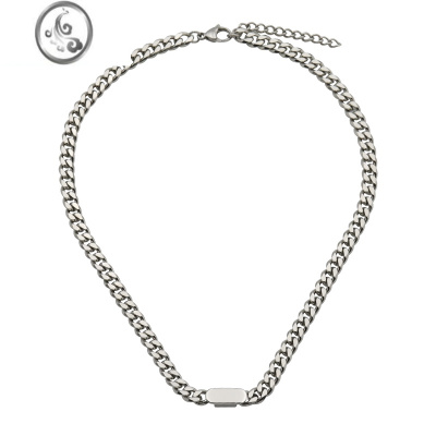 JiMi[ANSS]嘻哈潮流粗链条椭圆吊坠项链女 短款百搭时髦精潮A锁骨链