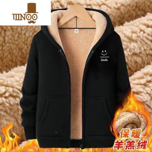 YANXU羔毛卫衣男韩版潮流宽松大码保暖长袖上衣加绒加厚连帽外套