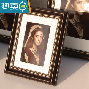 敬平创意北欧美式复古画框外框7 8k 10 12寸挂墙洗照片加相框横竖摆台 黑金色 小12寸[20.3*30.5cm]摆