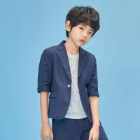 [2件2折价:69]米喜迪mecity童装夏男童亚麻休闲斜纹帅气潮流中袖青春