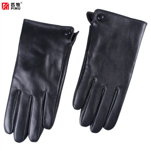 匹牧 PM-PST-001 男士真皮手套秋冬季保暖加绒防风 黑色光板扣子 11 单位:双
