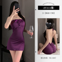 暗夜迷情蕾丝透胸露背裙包臀短裙性感情趣内衣连衣裙女式情趣睡衣ZY111