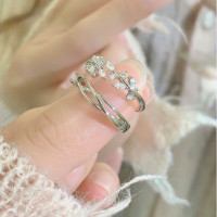 藤萝绮梦S999纯银情侣对戒森系小众设计戒指开口可调节手环手饰品送女朋友老婆情人节七夕生日礼物