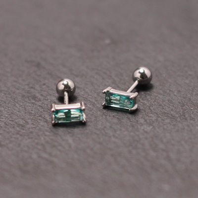 气质银饰简约百搭纯银耳钉女不过敏养耳洞耳饰时尚精致蓝钻螺丝送女朋友老婆情人节七夕生日礼物