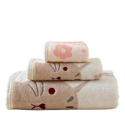 伊伊爱 全棉色织猫咪毛巾