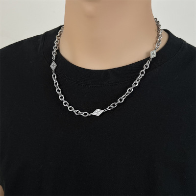 百搭装饰项链男士高级潮流嘻哈男拼接设计感冷淡风锁骨链男生配饰送女朋友老婆情人节七夕生日礼物