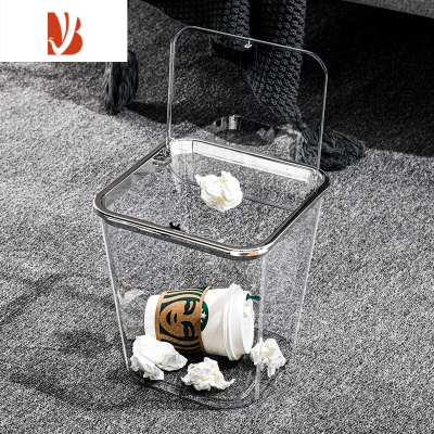三维工匠垃圾桶家用2023新款客厅轻奢带盖卧室厕所客厅宿舍桌面透明亚克力