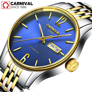 瑞士嘉年华Carnival手表全自动机械表 男表金属精钢男士手表休闲时尚防水表商务简约双日历腕表经典男表8612G-1