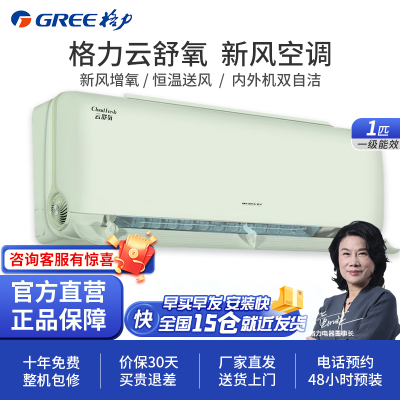 格力新风空调大1匹 云舒氧 新一级能效 变频冷暖 壁挂式卧室挂机 KFR-26GW/NhHg1BAj