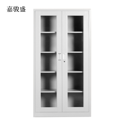嘉骏盛钢制档案柜财务凭证柜带锁储物柜铁皮柜书柜通玻对开门文件柜