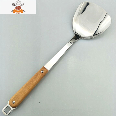 敬平 不锈钢锅铲木柄 加厚炒菜铲子家用一体烹饪铲餐具厨房用品