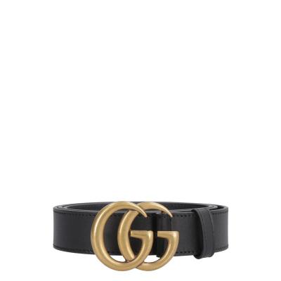 古驰(GUCCI)小牛皮双G扣真皮腰带男时尚百搭休闲商务皮带高档赠品