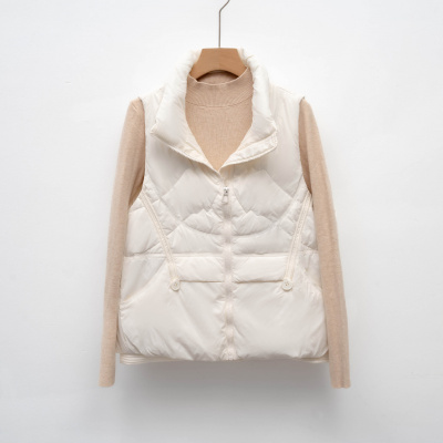 平湖秋冬新款轻薄羽绒马甲女短款立领背心马夹坎肩时尚外套潮