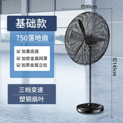 纳丽雅(Naliya)工业级电风扇大功率落地摇头墙壁挂式家商用工厂牛角扇_750落地扇塑钢扇叶加粗网罩
