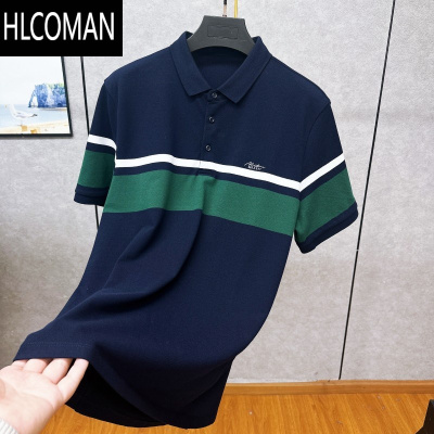 HLCOMAN97%珠地棉 手感超软 拼色透气吸汗衫短袖 男士夏商务休闲翻领