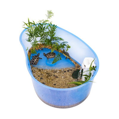 乌龟缸带晒台专用缸养巴西龟盘水陆缸大型龟箱盒造景生态过滤别墅