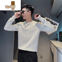 YANXU感卫衣男士ins潮牌2023白色长袖t恤上衣外套纯色修身百搭
