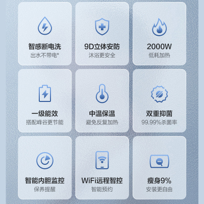 万和电热水器60升大容量储水式 防电墙一级能效wifi智控E60-Q2WY10-20