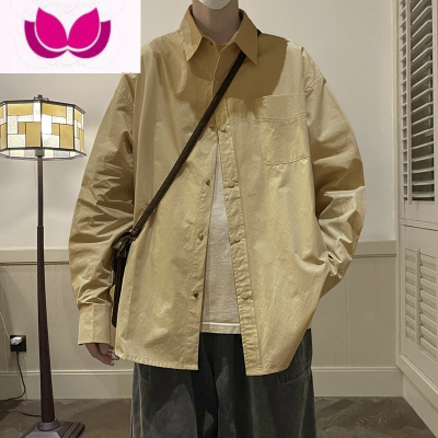 七斓日系cityboy长袖衬衫男春季ins潮牌宽松复古休闲衬衣oversize外套