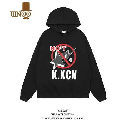 YANXU美式复古街头字母闪电印花连帽卫衣男女潮牌宽松休闲百搭情侣外套