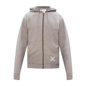 高田贤三(Kenzo)棉聚酯纤维拉链休闲长袖连帽夹克男运动卫衣外套 灰色 S