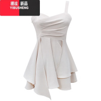 YIBUSHENG吊带裙气质高级感修身显瘦连衣裙女2024新款不规则收腰短裙子季