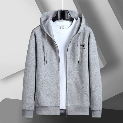 JEEP SPIRIT吉普男士长袖大码休闲宽松拉链开衫连帽卫衣