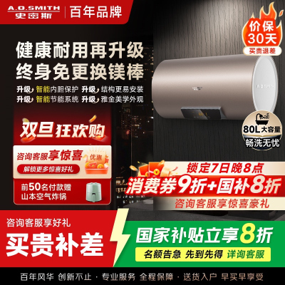 史密斯80升电热水器 国家补贴 专利免更换镁棒 金圭内胆 速热节能 CEWH-80ED3 一级能效