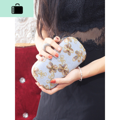 新款女包复古花朵晚宴包手拿包休闲刺绣旗袍手抓包礼服包单肩包包NEW LAKE女士单肩包