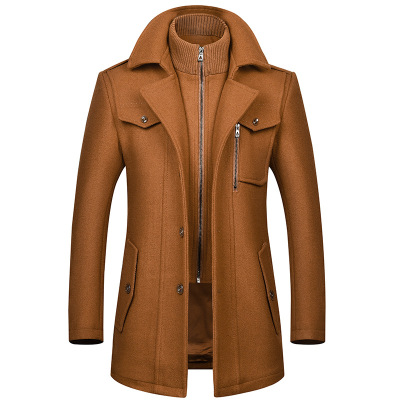 秋冬男士羊毛呢大衣时尚双领抗寒毛呢男装外套毛呢大衣男