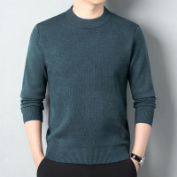 绵羊毛加厚男式休闲秋冬细软羊毛衫提花羊毛保暖针织打底衫厚
