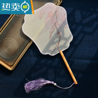 XIANCAI中国风飞仙半透明团扇汉服走秀宫扇女式长柄宫庭古装扇子可定制图 古风(飞仙)