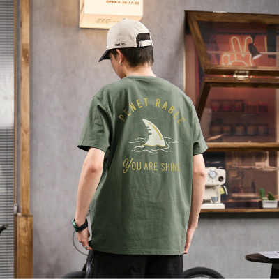 [2.5折价44元]唐狮夏款短袖男士短袖T恤男短袖男后背印花圆领短袖T恤