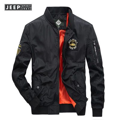 JEEP SPIRIT新款男士飞行夹克立领弹力多袋大码男装休闲外套