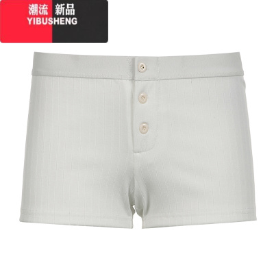 YIBUSHENGeilove基础螺纹三粒扣松紧短裤女bm风弹力修身高腰热裤居家休闲裤