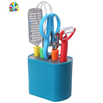 艾米格不锈钢削皮器刨丝器打蛋器鸡骨剪刀开瓶磨蒜器6件套 FENGHOU 橙色 6-8