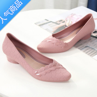 SUNTEK包头时尚四季浅口单鞋中跟粗跟坡跟果冻凉鞋女夏百搭舒适防滑软底