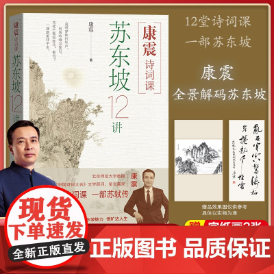 [赠宣纸画*2]康震诗词课苏东坡12讲康震著解读苏轼传奇人生一蓑烟雨任平生苏轼诗词集中国经典人物传记古诗词81课人民文学
