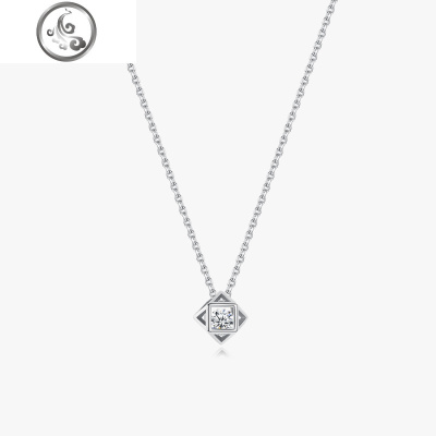 WF几何镂空闪钻项链s925纯银女网红潮小众简约会动chocker锁骨链 JiMi