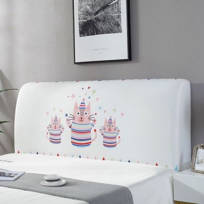 家柏饰(CORATED)北欧风床头罩套床头套软包防尘罩床背罩子保护套1.8床弹力布1.5床 彩虹小猫 床头宽度1.5米