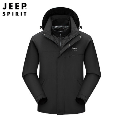 JEEPspirit情侣棉服秋冬保暖羽绒内胆三合一加厚两件套6318
