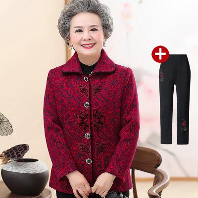 迪鲁奥(DILUAO)奶奶装冬装外套60-70-80岁妈妈老人衣服老太太中老年人秋冬女套装