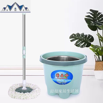 旋转拖把单桶家用自动免手洗甩干拖把双驱动手压木地板拖布桶墩布 三维工匠