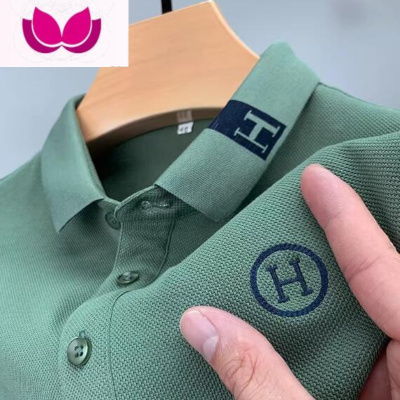 七斓保罗衫男短袖t恤冰丝痞帅翻领衣服夏季商务潮牌高端半袖H