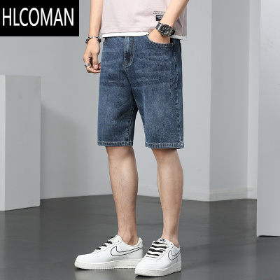 HLCOMAN牛仔短裤男士2024夏季薄款韩版潮流直筒宽松五分休闲中裤子男马裤